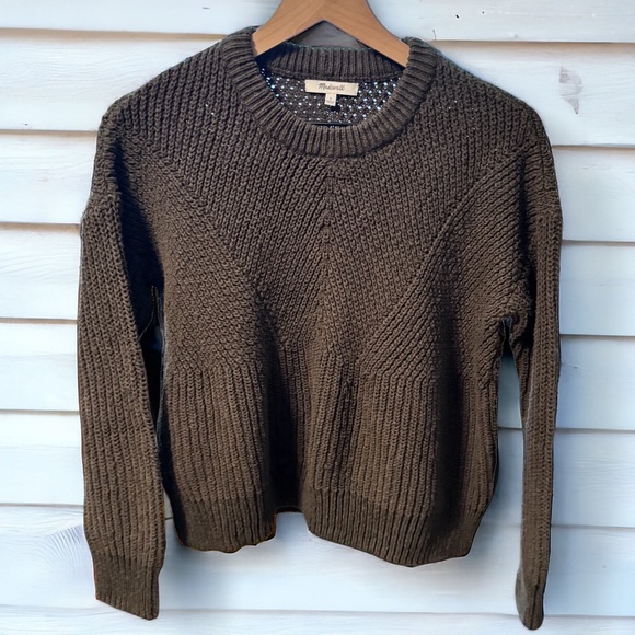 Madewell Sweaters - Madewell Joslin Pullover Cotton Knit Crewneck Olive Sweater Green Thick Small